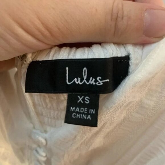 Lulu's Light Breeze White Striped Crochet Lace Tiered Maxi Dress XS - Picture 4 of 11